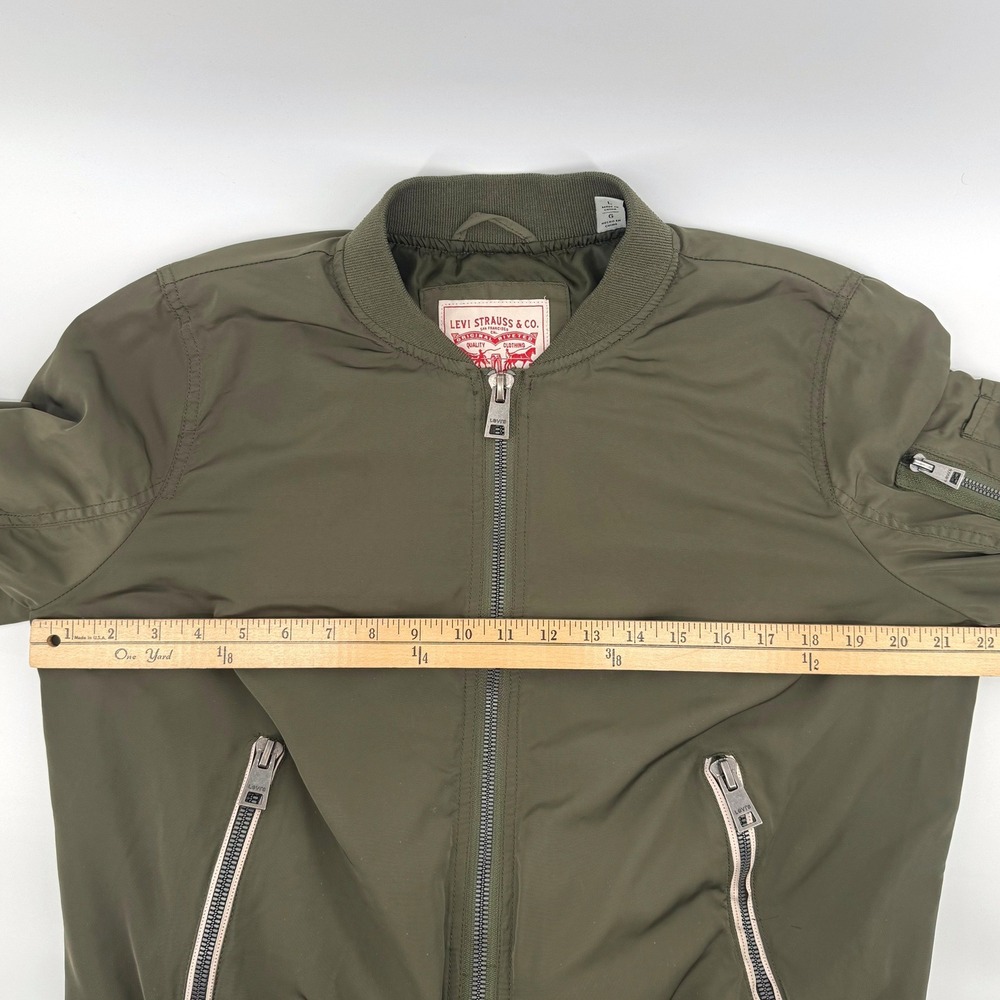 Levi's Women's L Melanie Newport Bomber Jacket Coat Olive Green Utility Zip Up - Picture 8 of 12